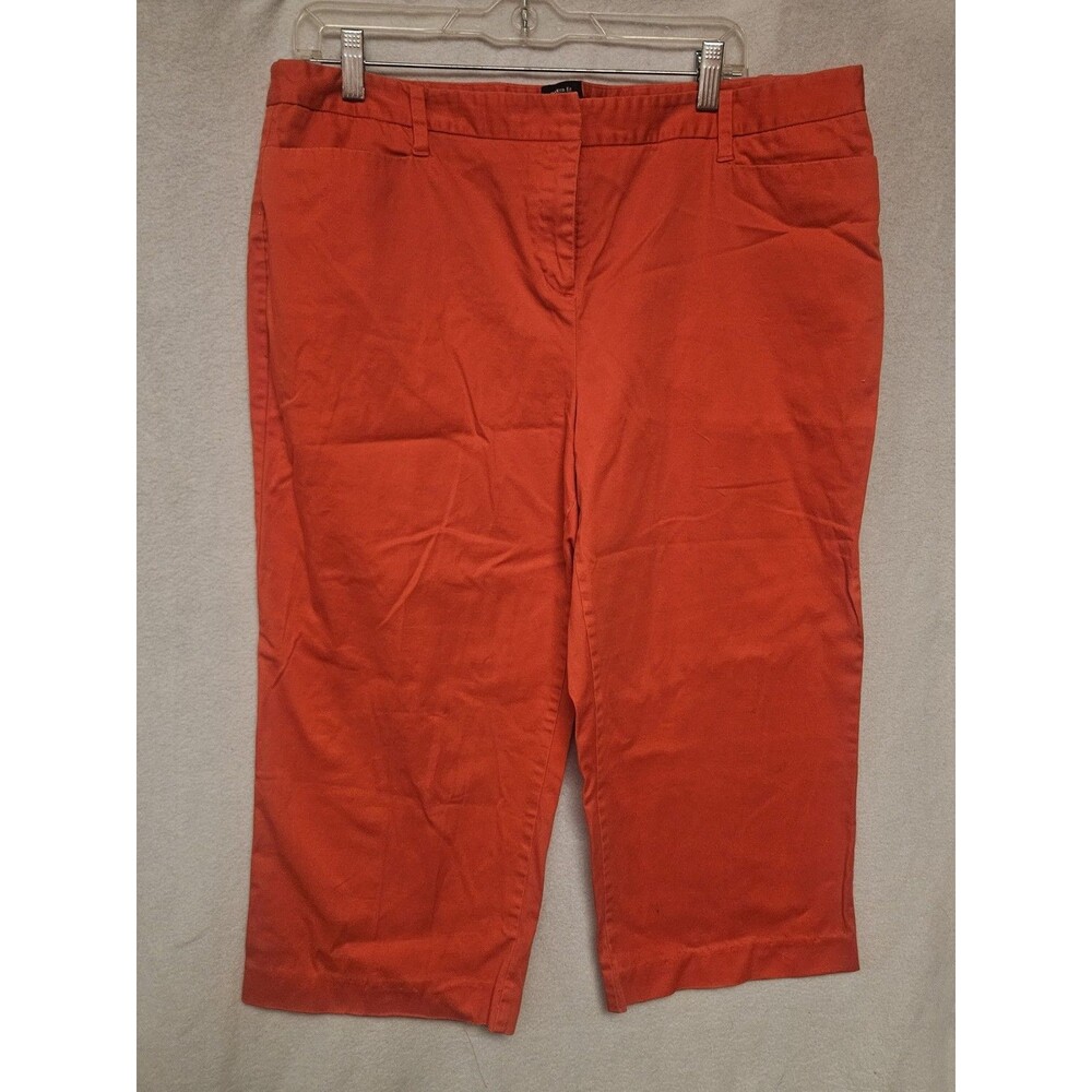 Attention Modern Fit Orange Color Straight Leg Soft Capris Belt Size 16 Womens